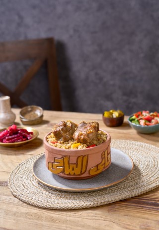 طاجن فريك باللحمة ضاني