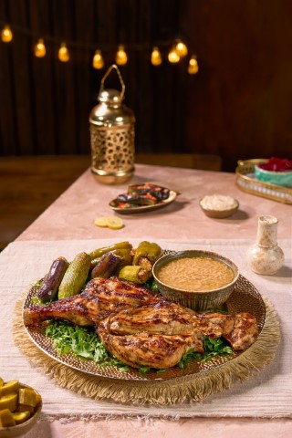1/2 فرخة تكا + محشي مشكل + شوربة لسان عصفور أو ضاني